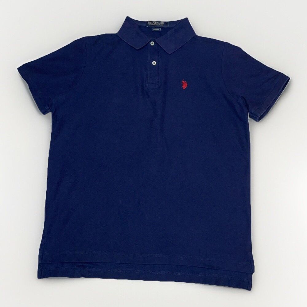 Polo by Ralph Lauren Polo Shirt Men's L Short Sleeve Navy High Low Hem